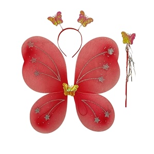 bookmycostume butterfly wings for girls with wand headband fancy dress costume accessory  wings for kids girls  red