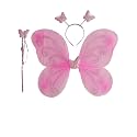 BookMyCostume Butterfly Wings For Girls with Wand Headband Fancy Dress Costume Accessory | Wings For Kids Girls | Pink