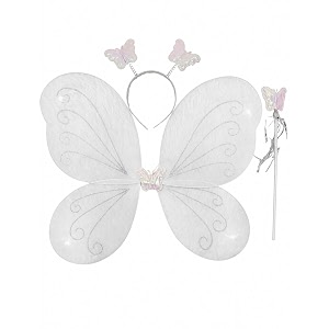 bookmycostume fairy wings for girls with wand headband fancy dress costume accessory  wings for kids girls  white