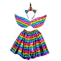BookMyCostume Unicorn Costume Set for Girls (2–6 Years) – Multicolor unicorn Skirt, Rainbow Wings with Straps &amp; Unicorn Headband | Fancy Dress Outfit for Role Play &amp; Theme Events