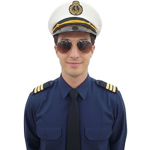 bookmycostume white navy air force pilot officer cap accessory for man and woman  adults