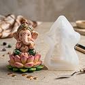 BookMyCraft Ganesha Ganpati on Lotus Silicone Mould for Resin Plaster Concrete Cement Craft, 8.5x6.5 cm