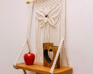 bookyourgift macrame wall hanging butterfly shelf for bedroom and bathroom 21 inch x 11 inch white