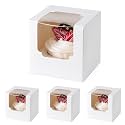 BOOMIBOO 50 Pack Individual Cupcake Containers, Cupcake Boxes with Window