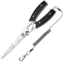 Booms Fishing Hook Remover Pliers, Long Nose, Braid Cutter, Lanyard, Black