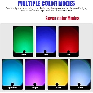 boosty ambient network romantic visual 360 degree rotation sunset lamp projector night light 7 colors  13 functional modes usb red light r13 multicolour