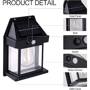 boosty solar wall light with motion sensor  waterproof outdoor led lantern with dusk to dawn auto onoff vintage design for garden patio porch or fence single lamp