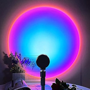 boosty sunset lamp projector night light 7 colors  13 functional modes 360 degree rotation usb night light romantic visual ambient light network red light for home bedroom car party m9