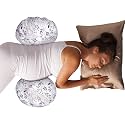 Boppy Side Sleeper Pregnancy Pillow with Removable Jersey Pillow Cover, Gray Falling Leaves, Compact Stay-Put Design with Signature Stretch Panel, Prenatal and Postnatal Positioning