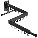 BOQORAD Drying Rack Clothing, Retractable Clothes Drying Rack,Wall Mounted Laundry Rack, Laundry Drying Rack Wall Mount,Collapsible Clothes Rack,can Fold Upward &amp; Left &amp; Right,Black Color