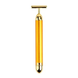 boriwat 24k gold energy beauty bar electric vibration facial massage roller waterproof face skin care t-shaped anti wrinkle massager for forehead cheek neck clavicle arm gold colour