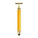 Boriwat 24k Gold Energy Beauty Bar Electric Vibration Facial Massage Roller Waterproof Face Skin Care T-Shaped Anti Wrinkle Massager for Forehead Cheek Neck Clavicle Arm (Gold Colour)