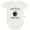 Born to Play Basketball with Dad Baby Bodysuit, Gender Neutral Infant Clothes, Boys Girls Short Sleeve Jumpsuits