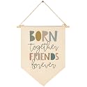 Born Together,Friends Forever-Sibling Twin-Flag Wall Decor Gift for Baby Boys Girls Kids-Canvas Pennant Banner Pennant Wall Decor Gift for Nursery Baby Room Playroom Bedroom