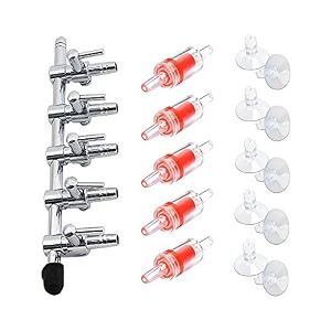 air flow control lever valve 16 in 1 set 5-way pump distributor splitter amp 5 check valves amp 10 suction cups aquarium fish tank