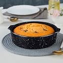 Borosil 1.2 L Baking & Serving Cake Dish with Handle | Borosilicate Glass Round Shape Bakeware and Serveware Casserole Dish Tray | Microwave, Oven & Dishwasher Safe Bowl (Pebble Black)