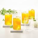 Borosil 350ml 6pc Cut Design Large Drinking Glass Set | Made in India Borosilicate Glass Tumblers for Water, Cold Drinks, Juice| Microwave &amp; Dishwasher Safe for Dailyuse &amp; Gifting (Bouquet)