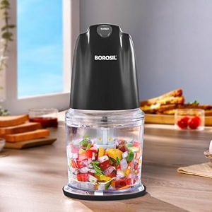 borosil chef delite 260 watts electric chopper for kitchen twin blade technology 500 ml 39chop-n-store39 plastic bowl with lid vegetable chopper cutter chop mince dice whisk blend black