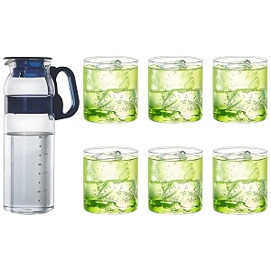 borosil marina jug with plastic handle 13 litres transparent  borosil vision small squat glass 205 ml_20 ml set of 6