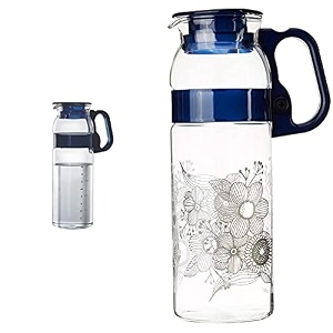 borosil marina jug with plastic handle 13 litres transparent amp marina flora glass jug 13 litres transparent combo