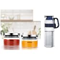Borosil Marina Jug with Plastic Handle, 1.3 litres, Transparent &amp; Classic Glass Jar for Kitchen Storage, Set of 2, (300ml + 300ml) Combo