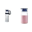 Borosil Marina Jug with Plastic Handle, 1.3 litres, Transparent &amp; Marina Jug with Lid, 600ml, Transparent Combo