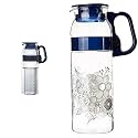 Borosil Marina Jug with Plastic Handle, 1.3 litres, Transparent &amp; Marina Flora Glass Jug, 1.3 litres, Transparent Combo