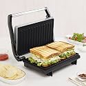 Borosil Grill Sandwich Maker | Can Make 2 Large Sandwich | Made in India, BIS Approved | Nonstick Coated Plates, Even Grilling | Cool Touch Handle | Indicator Light | 2 Years Warranty (Prime Grill)