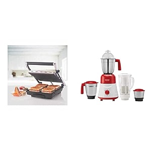 borosil super jumbo bgrillss23 2000-watt grill sandwich maker black amp borosil - aro750 watts mixer grinder 4 jar 3 stainless steel  1 juicer jar red