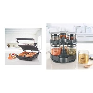 borosil super jumbo bgrillss23 2000-watt grill sandwich maker black amp borosil classic jar set of 7 with rotating tray