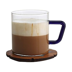 borosil vision 6 pcs tea n coffee borosillicate glass 190 ml classic mug set  microwave safe scratch resistance lightweight  for chai green tea milk  transparent brown