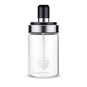 borosilicate glass food and pickle storage spice jar with food storage jar with brush - 250ml 1honey jar