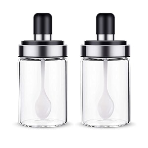 borosilicate glass food and pickle storage spice jar with spoon amp food storage jar with brush -250ml 1 - spoon jar