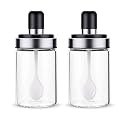 Borosilicate Glass Food And Pickle Storage Spice Jar with Spoon &amp; Food Storage Jar with Brush -250ml (1 - Spoon Jar)