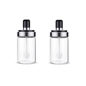 borosilicate glass food storage jar honey storage bottle with dipper - 250ml 2 - honey jar