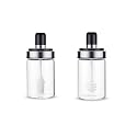 Borosilicate Glass Jar for 1-(Oil Jar With Brush), 1-(Honey jar) For Storage Jar For Multipurpose Use For Kitchen - 250ml (Brush + Honey)