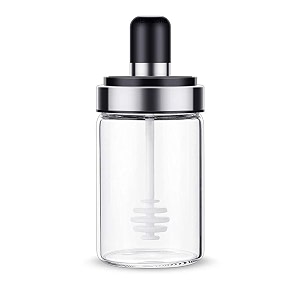 borosilicate glass jar for 1-spice jar spoon 1-honey jar for storage jar for multipurpose use for kitchen - 300ml 2 - new spoon  honey jar