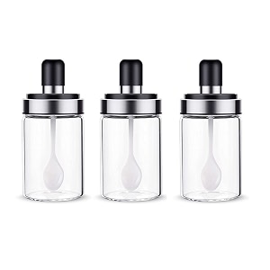 borosilicate glass jar for 1-spice jar spoon 1-honey jar for storage jar for multipurpose use for kitchen - 250ml honey  spoon
