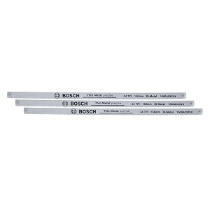 bosch 150mm hacksaw blades 24tpi 3-piece durable precise and long-lasting for clean cuts in metal plastic and soft wood