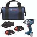 Bosch GDS18V-330CB25 18V Brushless Connected-Ready 1/2 In. Mid-Torque Impact Wrench Kit with Friction Ring and Thru-Hole and (2) CORE18V® 4 Ah Advanced Power Batteries