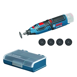 bosch gro 12v-35 heavy duty cordless rotary tool 35000 rpm led light  5 cutting discs arbour housing adaptor key collet 1 year warranty solo tool- 12v batteries amp charger sold separately