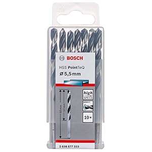 bosch professional metal drill bit hss pointteq with din 338 standards diameter 55mm amp working length 57mm pack of 10