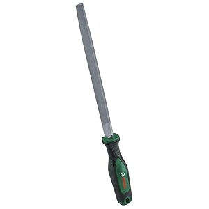 bosch triangular metal file 200 mm  8 inch  cut 2 medium grade file for metal filing angles edges amp corners  hard carbon steel triangular file  ergonomic soft grip handle with thumb indentation