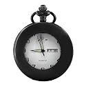 BOSHIYA Men's Hollow Quartz Pocket Watch Classic Arabic Digital Luminous dial & Date Pocket Watch with Chain Christmas Graduation Birthday Gift