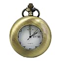 BOSHIYA Men's Hollow Quartz Pocket Watch Classic Arabic Digital Luminous dial &amp; Date Pocket Watch with Chain Christmas Graduation Birthday Gift