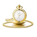 BOSHIYA Smooth Black Pocket Watches for Men Quartz Arabic Digital Dial, Classic Vintage Mens Womens Pocket Watch with Chain Christmas Graduation Birthday Gifts Fathers Day
