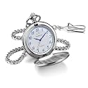 BOSHIYA Smooth Black Pocket Watches for Men Quartz Arabic Digital Dial, Classic Vintage Mens Womens Pocket Watch with Chain Christmas Graduation Birthday Gifts Fathers Day