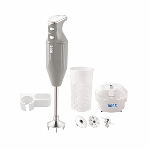 boss stainless steel big boss portable hand blender  powerful 275 watts motor  5 years warranty first in india  variable speed control  isi-marked light grey