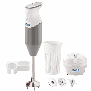boss big portable hand blender  powerful 275 w motor  5 years warranty first in india  variable speed control  isi-marked twin grey - stainless steel 275 watts