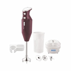 boss stainless steel big boss portable hand blender  powerful 275 w motor  5 years warranty first in india  variable speed control  isi-marked wine 275 watts